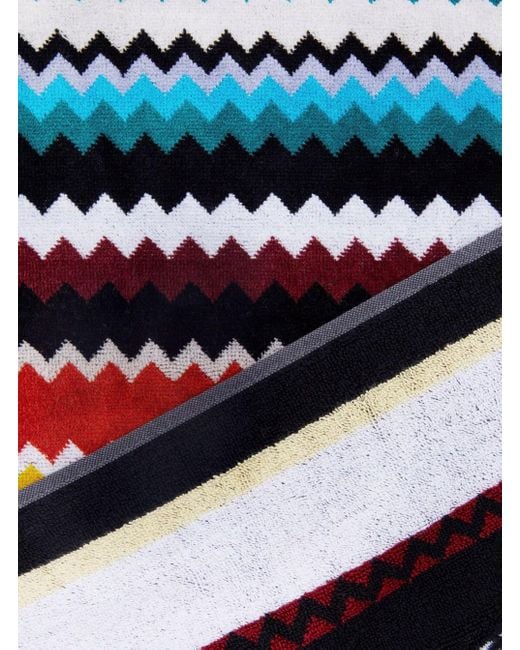 Missoni Blue 'Curt' Beach Towel With All-Over Zigzag Motif