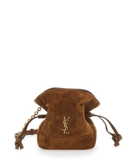 Saint Laurent Brown 'Jamie Mini' Crossbody Bag With Cassandre Logo Plate On The Front