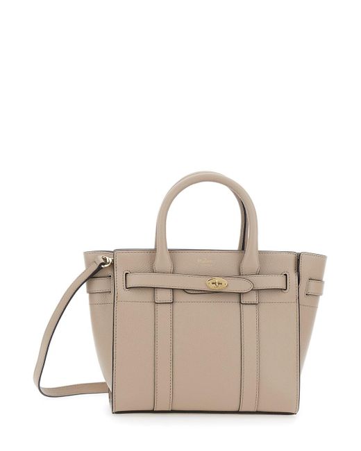 Borsa A Mano 'Bayswater Piccola' Con Tracolla Removibile di Mulberry in Natural