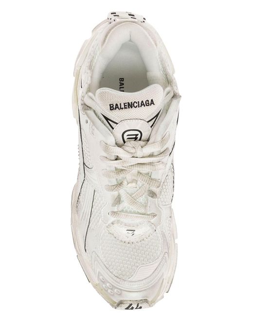 Balenciaga White 'Runner' Low Top Sneakers With Logo Embroidery for men