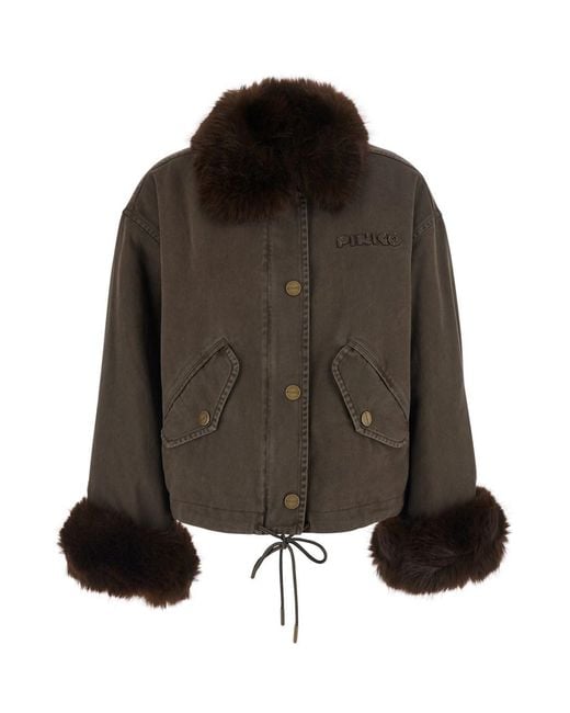 Pinko Brown Garlate Giubbino Bull+Aspen Effetto Volpe
