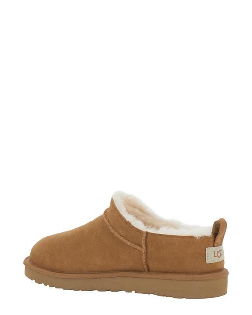 Ugg Brown Mule With Logo On The Side And Faux Fur Lining for men