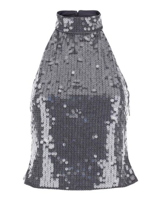 Top Smanicato Con Paillettes Applicate All-Over di ROTATE BIRGER CHRISTENSEN in Gray