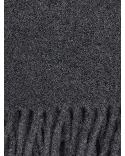 Brunello Cucinelli Gray Scarf With Fringed Hem And Brushed Finish