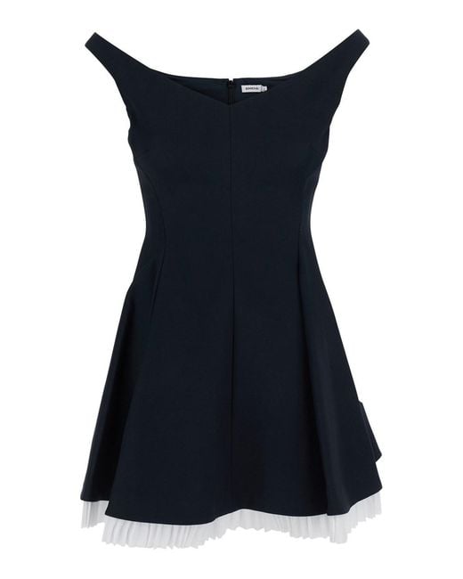 Jonathan Simkhai Blue Off-Shoulder Mini Dress With Contrasting Hem