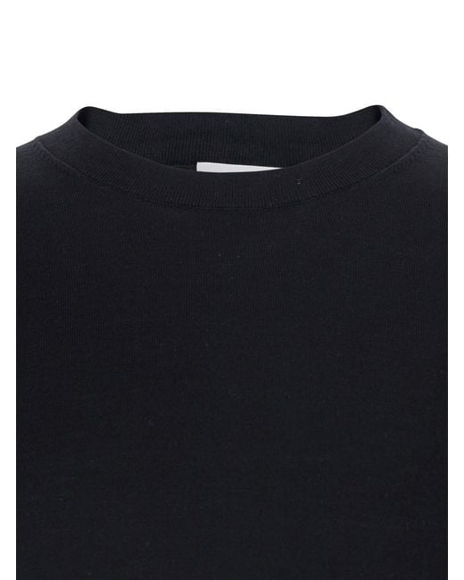 Kangra Black Crew Neck Sweater With Ribbed Details for men