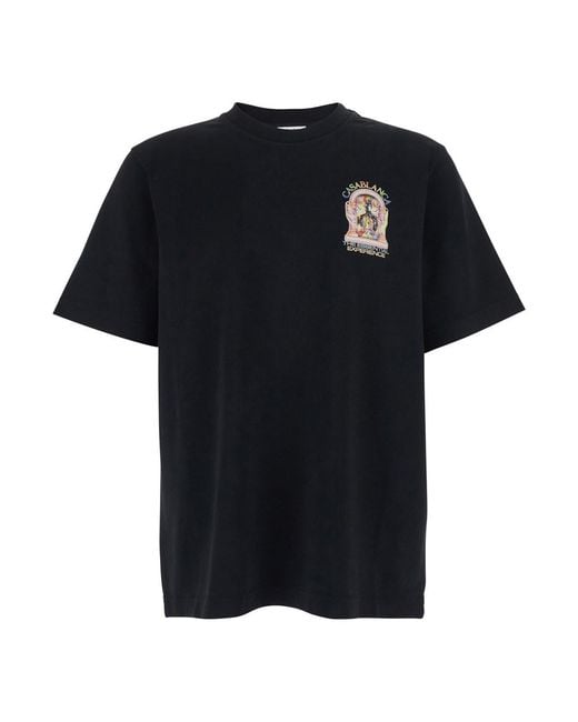 Casablanca Black Crewneck T-Shirt With Logo Detail On The Front And Maxi Logo Print On The Rear for men