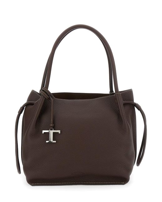 Tod's Black Shoulder Bag With Two Top Handles And Drawstring Closure I