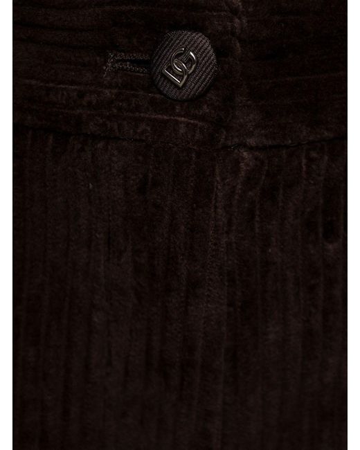 Dolce & Gabbana Black Ribbed Velvet Pants