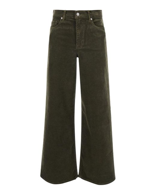 FRAME Green 'Le Slim Palazzo' Pants With High Waist And Palazzo Style