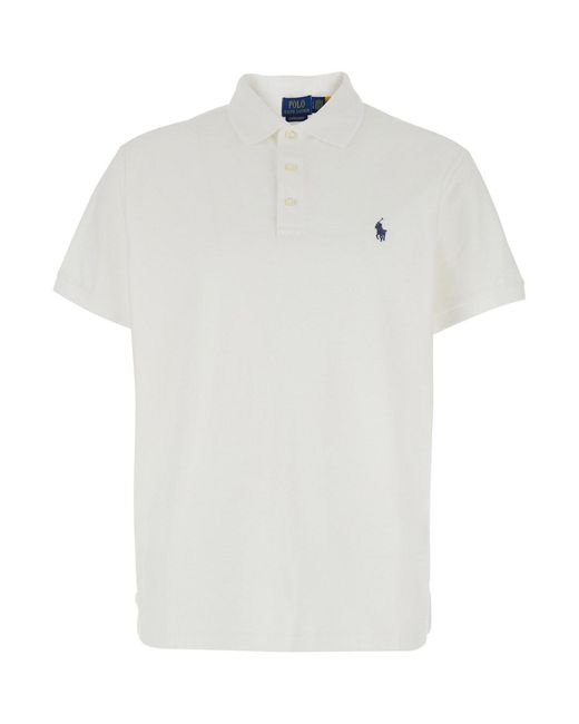Polo Ralph Lauren White Polo Shirt Classic Collar for men