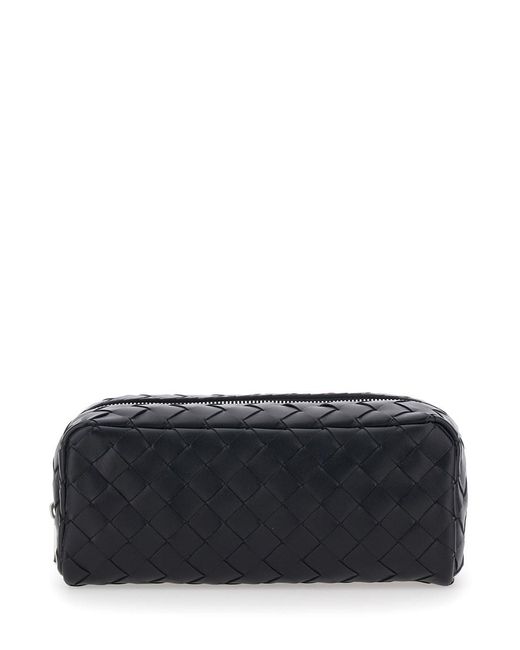 Bottega Veneta Black 'Avenue' Clutch Bag With All-Over Intreccio Motif for men