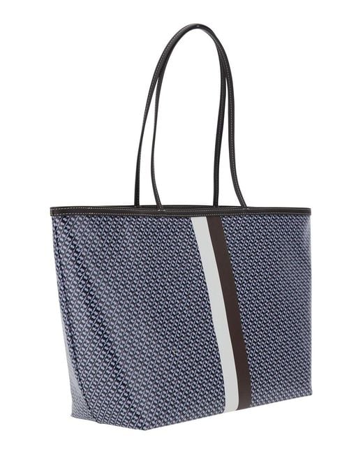 Tory Burch Blue Tote Bag The Racer Tote Cotton