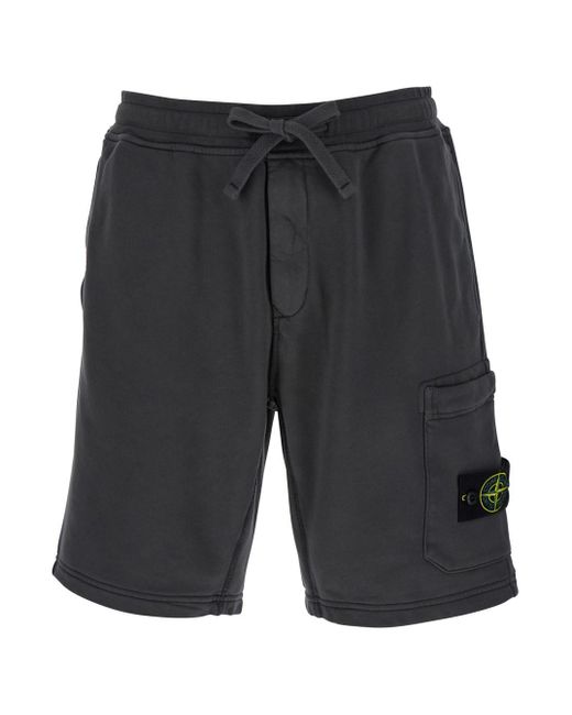 Pantaloncini Con Vita Elasticizzata Con Coulisse E Patch di Stone Island in Gray da Uomo