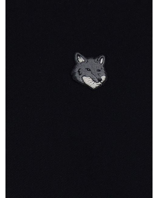 Maison Kitsuné Blue Sweatshirt Fox Head Comfort Half-Zip Cotton for men