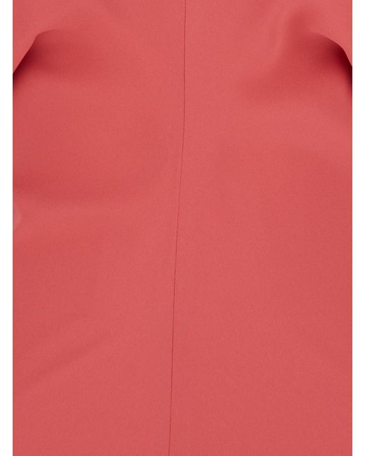 Abito Con Scollo A V E Maniche Corte di Plain in Red