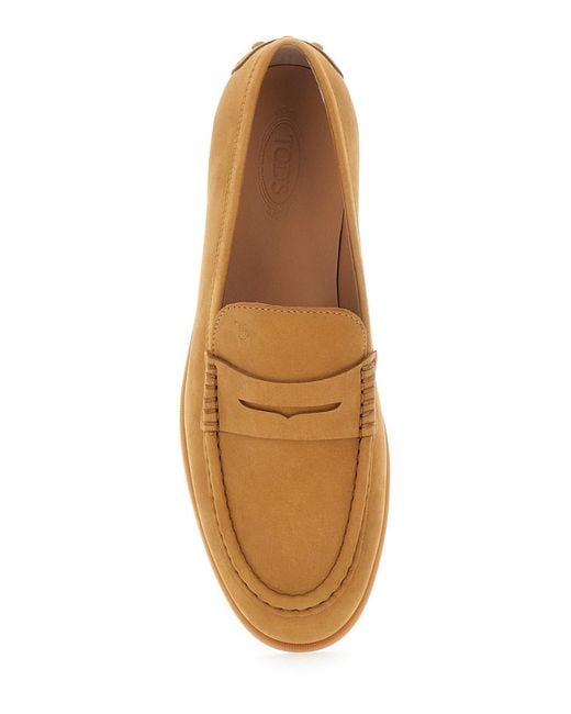 Tod's Brown Loafers With Rubber Sole And Rubber Detail On The Back