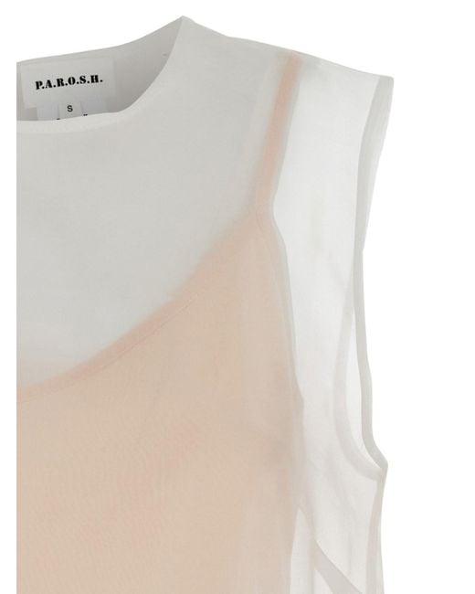 P.A.R.O.S.H. Natural Silk Blouse With Semi-Transparent