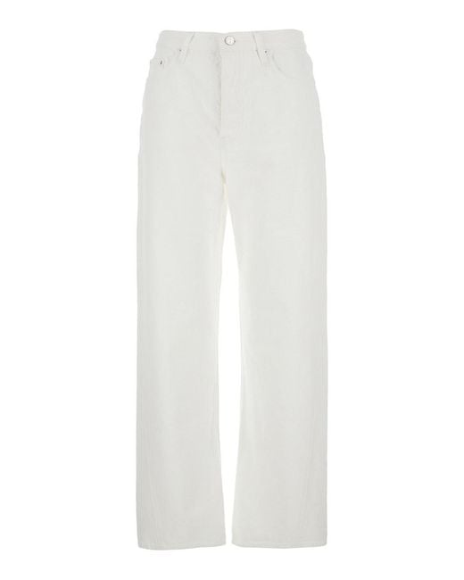 Totême White High Waisted Jeans With Twisted Seam