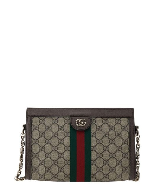 Gucci Gray 'Ophidia' Shoulder Bag With Gg Plaque And Web Detail