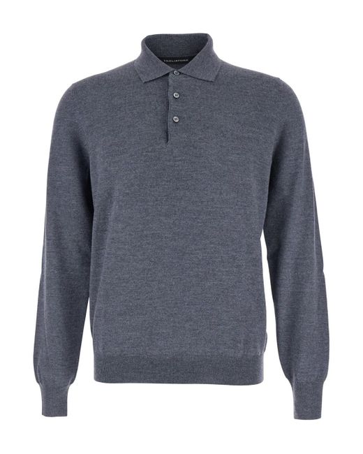 Polo Con Colletto Classico E Rifiniture A Coste di Tagliatore in Blue da Uomo