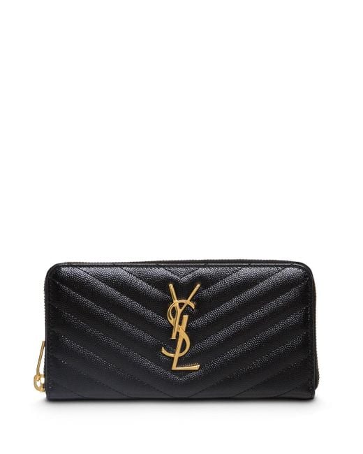 Saint Laurent Black Leather Monogram Wallet