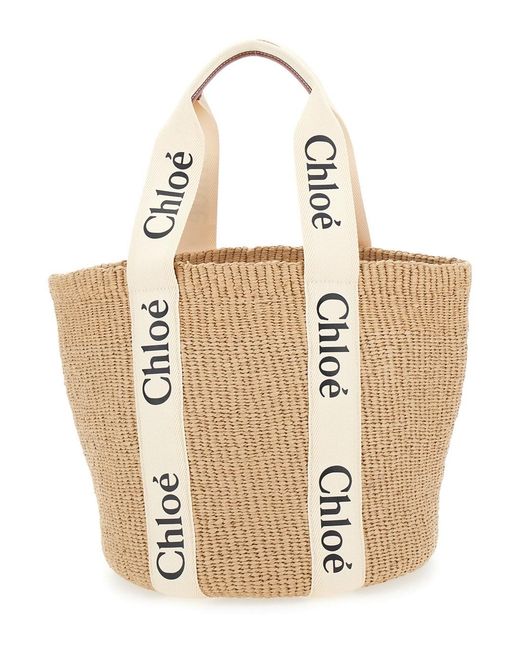 Chloé Natural Chloã 'Woody' Shoper With With Logoed Shoulder Strap