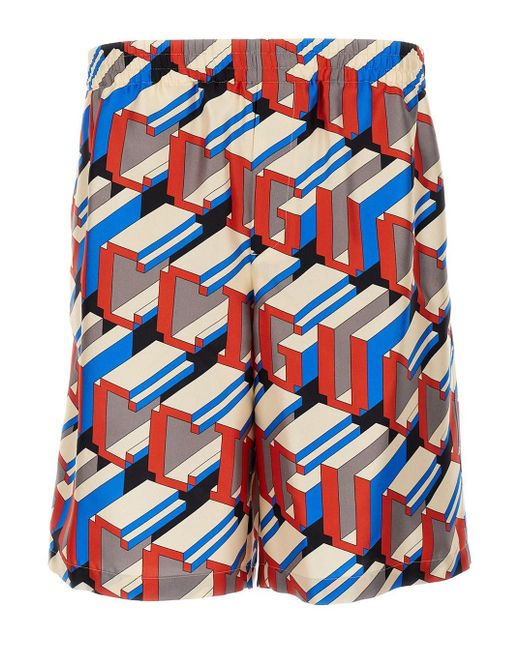 Gucci Multicolor All-Over Logo Print Bermuda Shorts for men