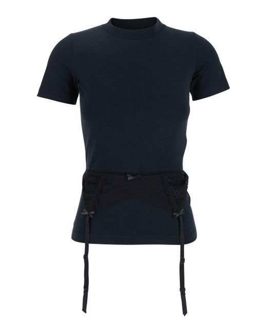 Balenciaga Blue Crewneck T-Shirt With Underwear Detail On The Waist I