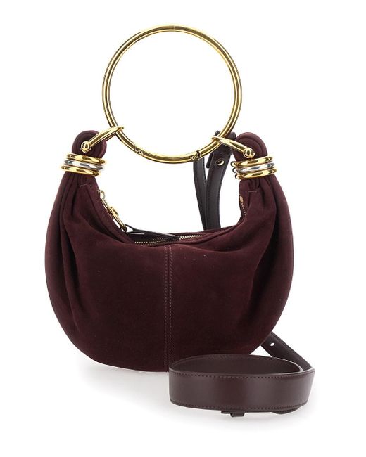 Borsa A Mano 'Bracelet Piccola' Con Manico Ad Anello E Logo Lett di Chloé in Brown
