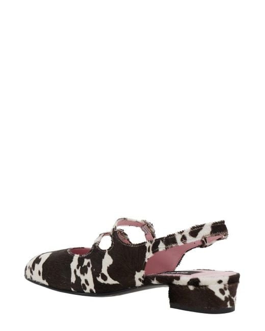 CAREL PARIS White 'Peche' Slingback Ballet Shoes With Buckle Strap Clos
