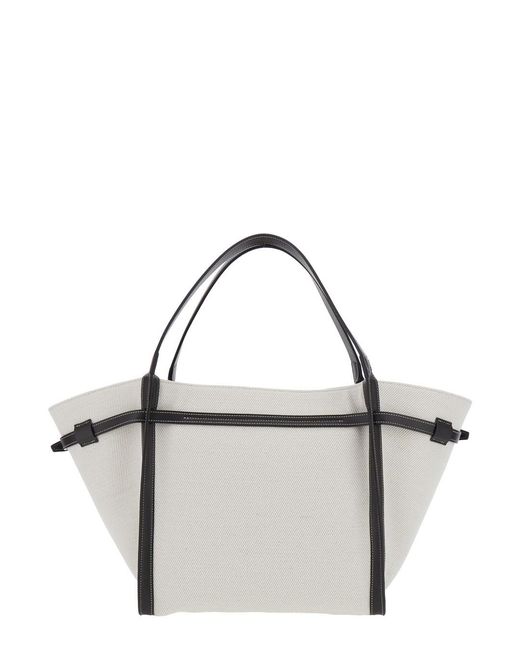 Tod's Metallic Tote Bag With Front Leather Buckled Belt