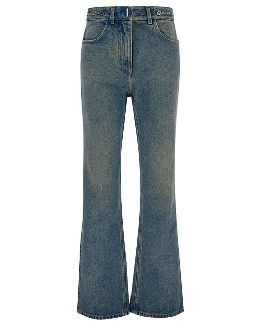 Givenchy Blue Light Bootcut Jeans With 4G Detail