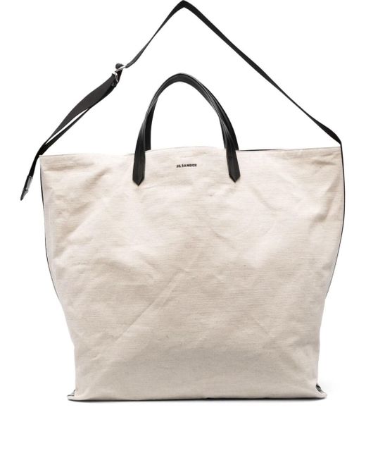 Jil Sander Natural Oversized Canvas Tote Bag for men