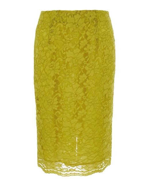 Le Plain Green Skirt With Lace And Tech Fabric