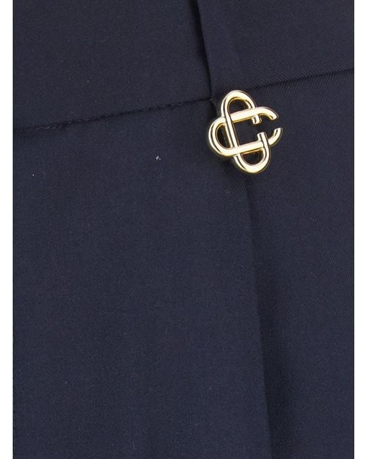 Casablanca Blue Trousers With Front Pleats And Logo Plate for men