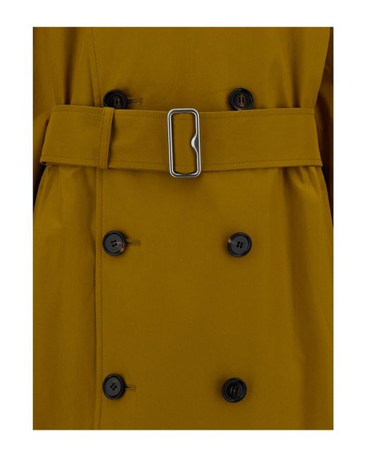 Burberry Green Long Double-Breasted Trench Coat With Waist Belt