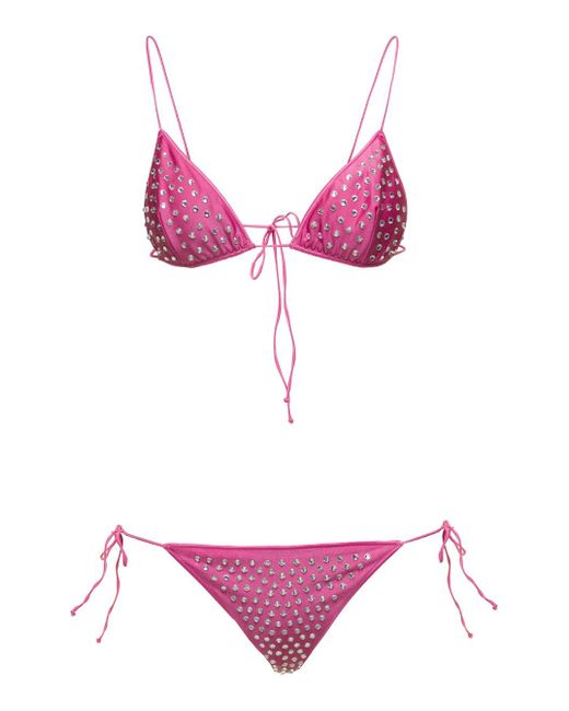 Oseree Pink 'Gem Two Piece' Bikini Two Piece With Rhinestones