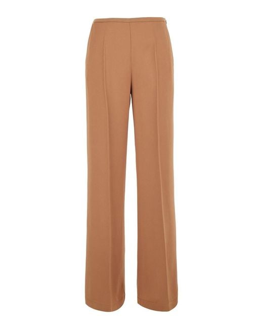 Forte_forte Natural Satin High Waist Pants With Acetate And Viscose Compo