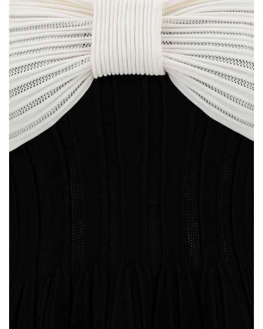 Balmain Black Off-the-shoulder Knitted Mini Dress