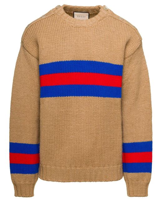 Gucci Blue Wool Crewneck Jumper for men