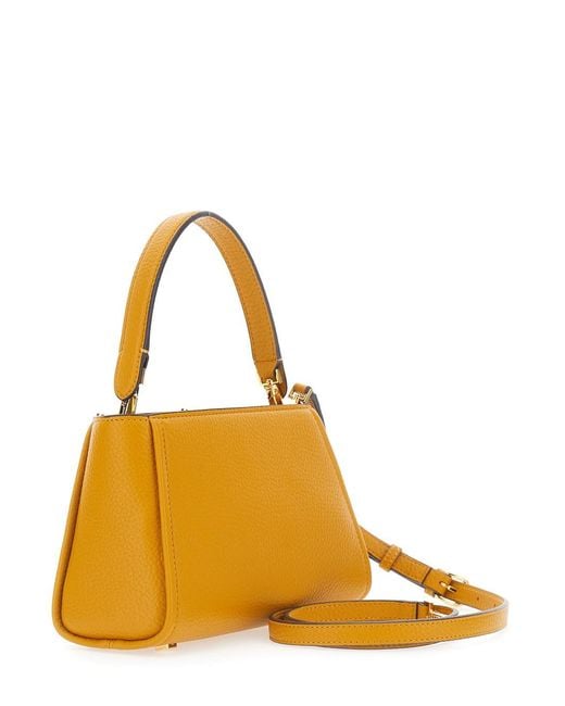 Elisabetta Franchi Metallic Ecoleather Handbag With Metal Details And Elegant F