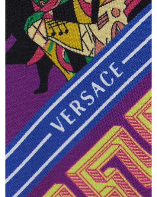 Versace Blue Silk Theater Print Scarf For