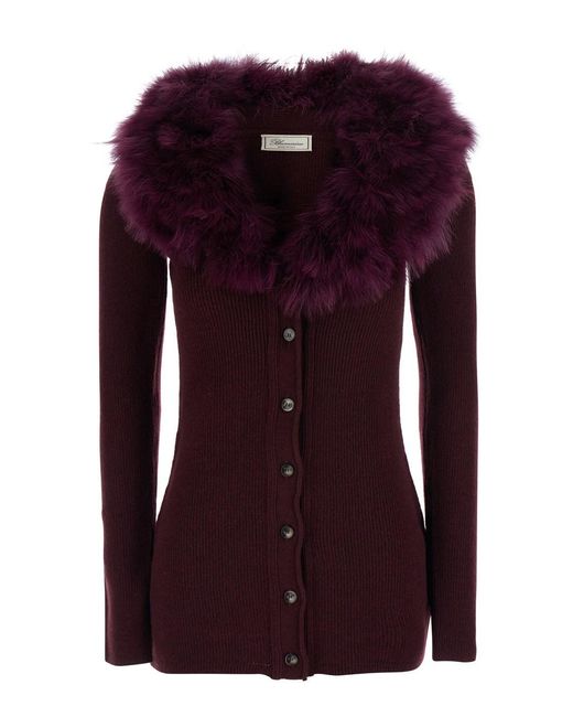 Blumarine Purple Knitwear With Round Neck And Long Sleeves