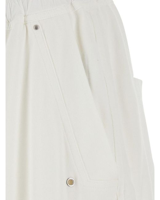 Rick Owens White 'Bauhaus Pods' Shorts With Elasticated Waist And Side Po for men