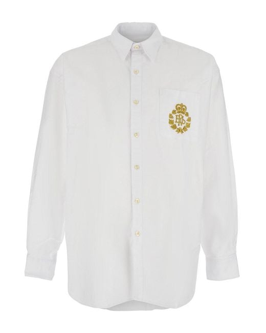 ERL White Striped Shirt Woven With Collar And Long Sleeves for men