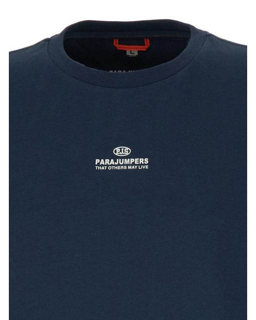 Parajumpers Blue T-Shirt With Logo Print And A Pocket for men