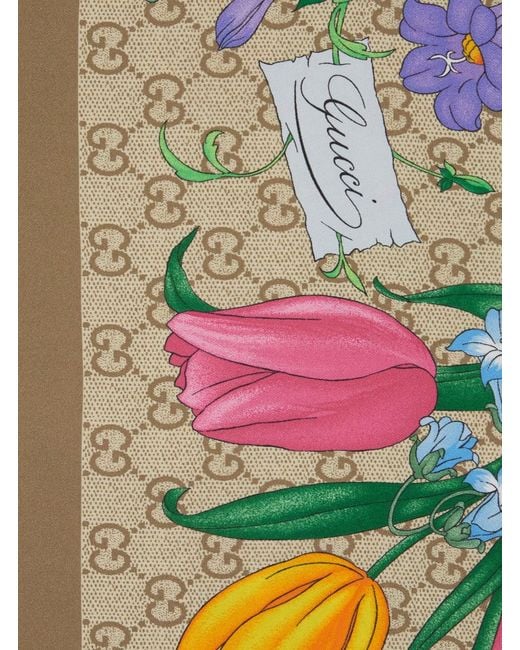 Gucci Gray Silk Twill Scarf
