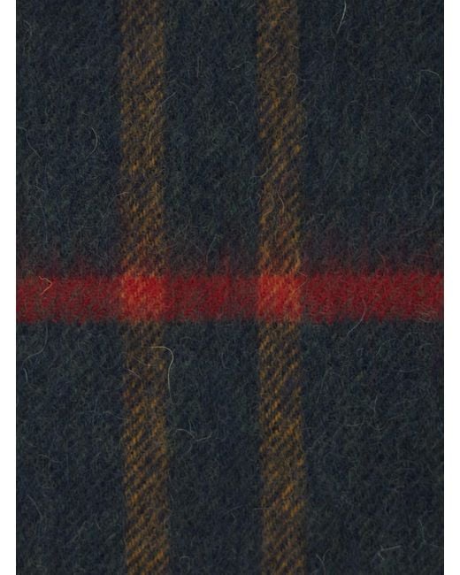 Barbour Green Wool Scarf With Checkered Design And Soft Finish for men