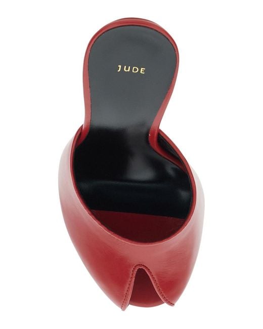 Jude Red 'Date' Heel Sandals With Cut-Out Toe